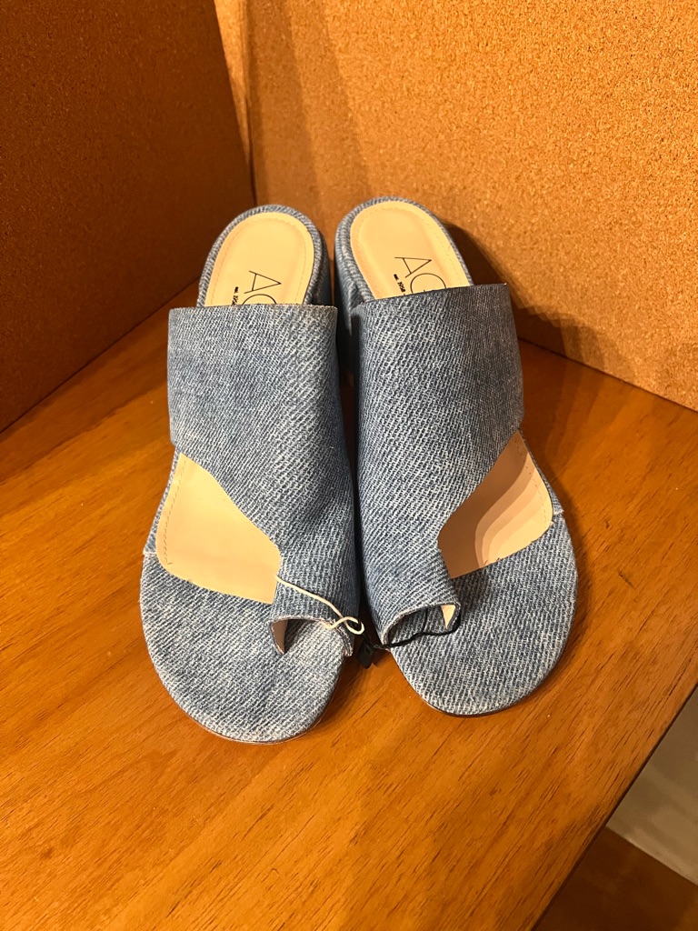 Agl Denim Open-Toe Slide Mules In Denim
